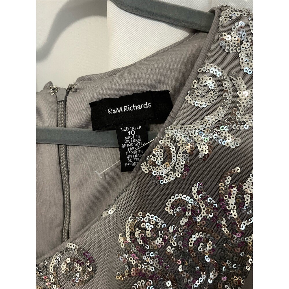 R&10 Richards Jumpsuit Womens Size 10 Gray Sequin Bodice Cape Wide-Leg - Picture 5 of 5